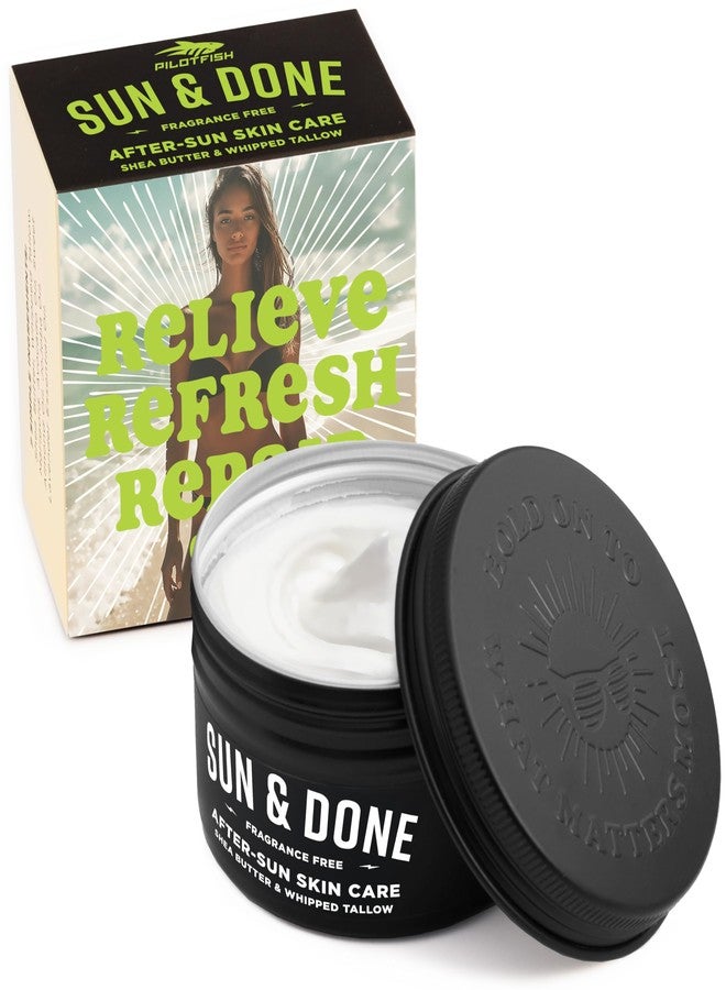 Pilotfish Sun & Done Whipped Beef Tallow for Skin - After Sun Care with 7 Simple Ingredients Including Shea Butter & Coconut | Sun Burn Cream, After Tanning Lotion, After Sun Lotion, Gel, Moisturizer - Image 1